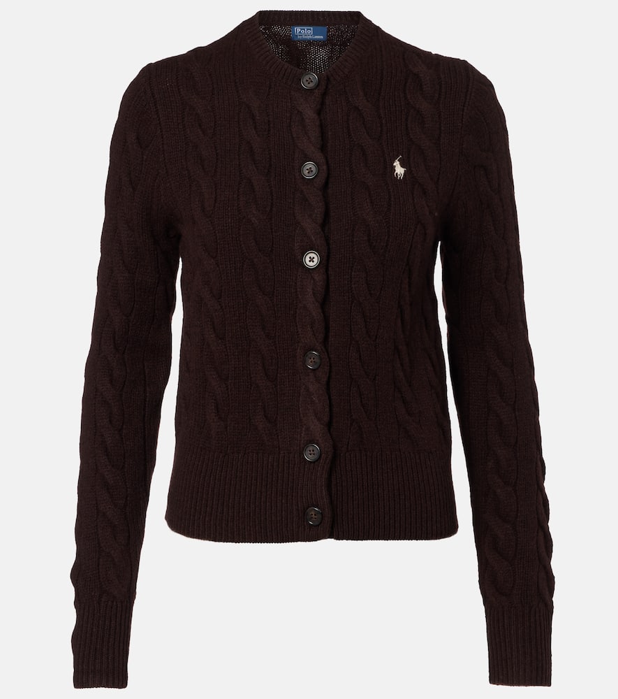 Cable-knit wool and cashmere cardigan
