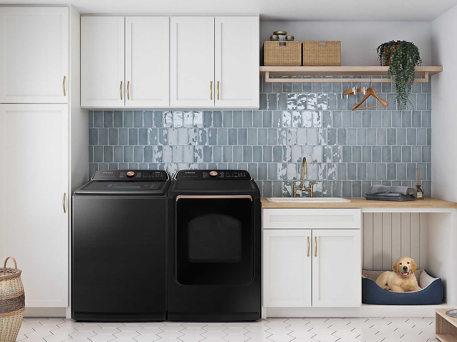 5.4 cu. ft. Extra-Large Capacity Smart Top Load Washer with Pet Care Solution and Auto Dispense System in Brushed Black(WA54CG7550AVA4)