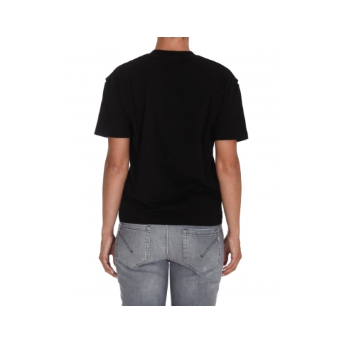 Slit-detail cotton T-shirt - Black