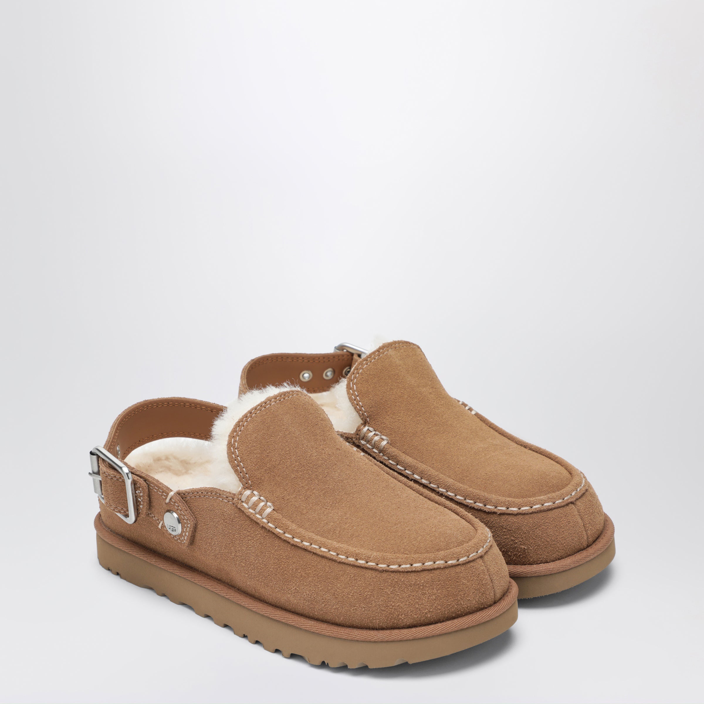 Goldenstar Evelina chestnut suede sabot