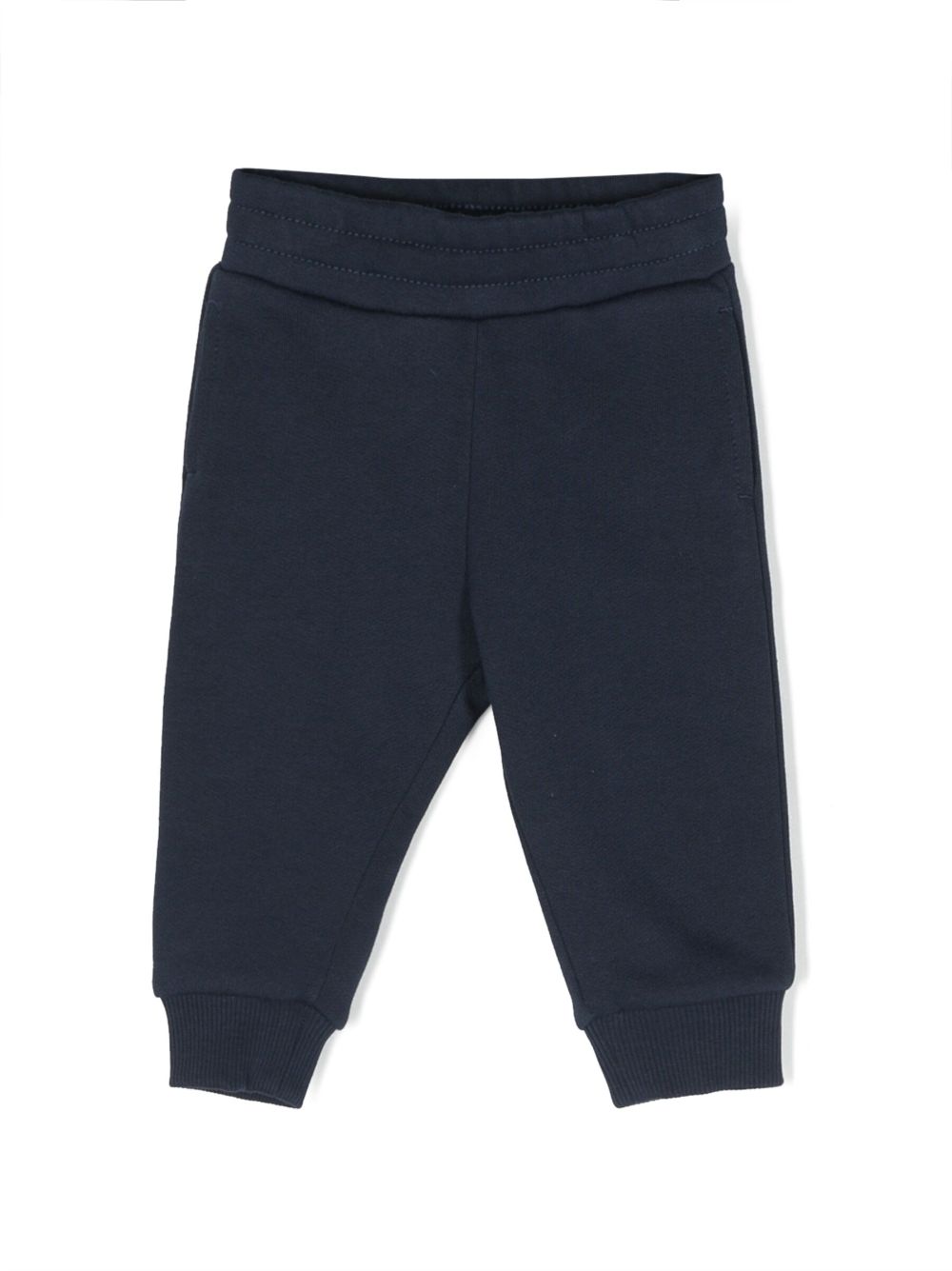 Logo-patch cotton trousers - Blue
