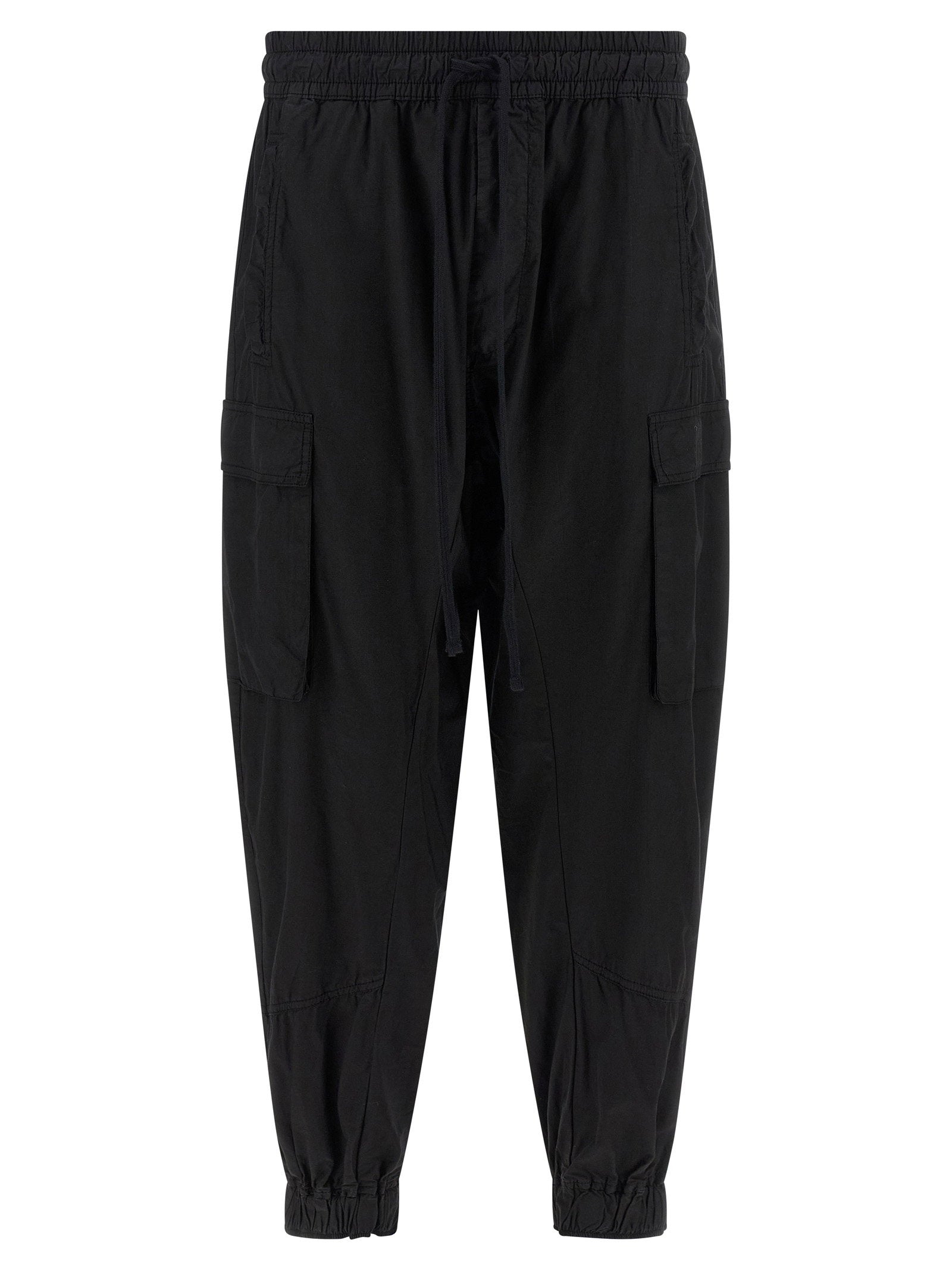 Wrinkled-Effect Organic Cotton Cargo Pants — Black