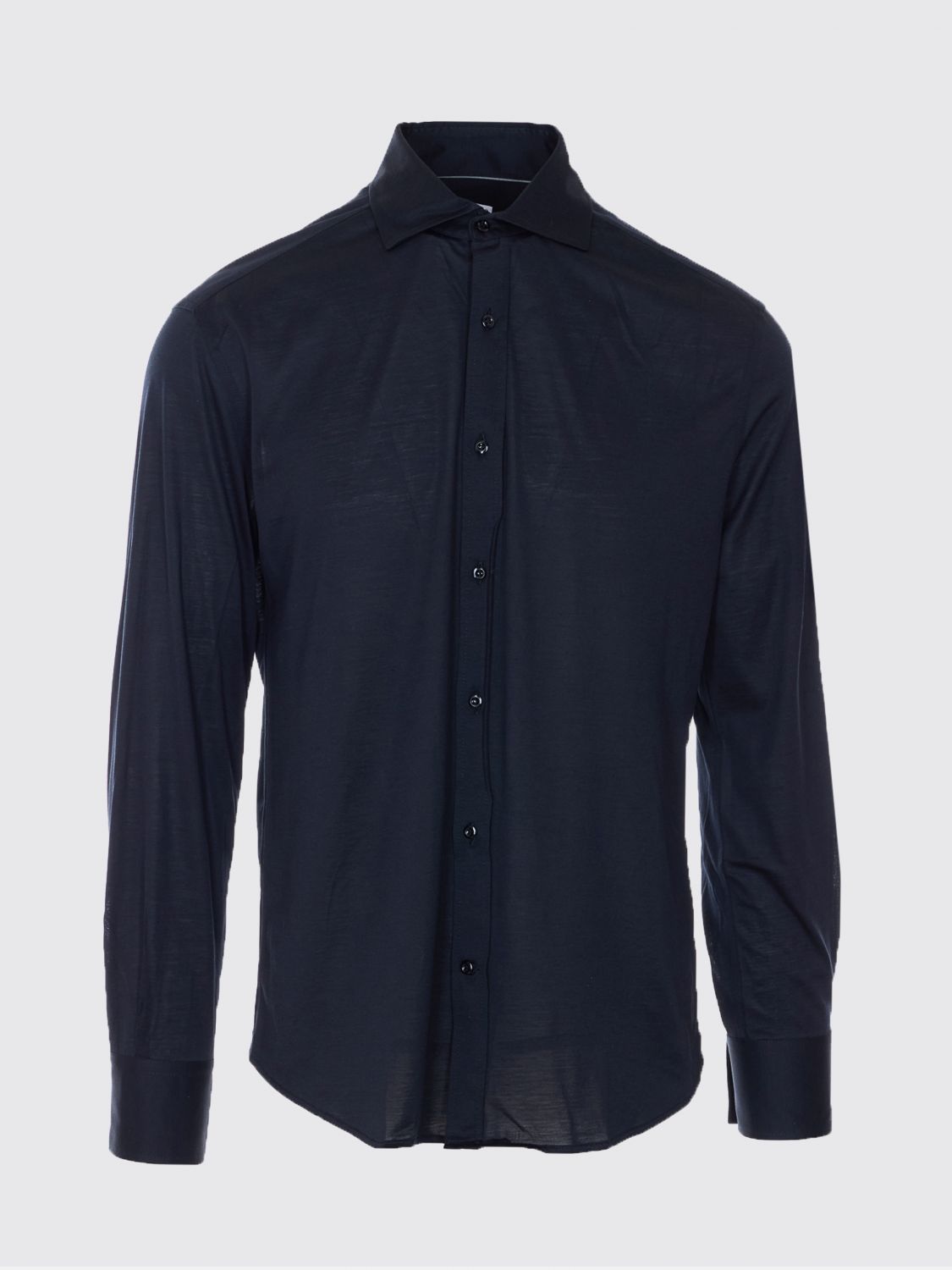Long-sleeve silk-cotton shirt - Blue