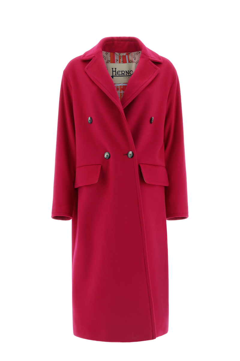 Wool Double-Breasted Coat — Red