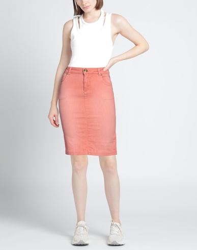 Woman Denim skirt Salmon pink Size 4 Cotton, Elastane