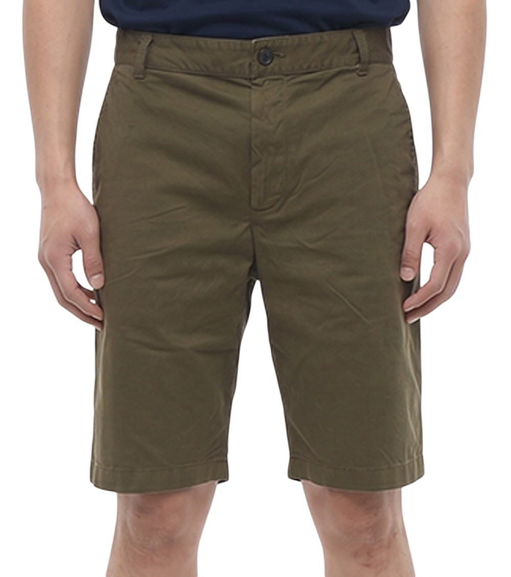 Green Solid Chino Shorts