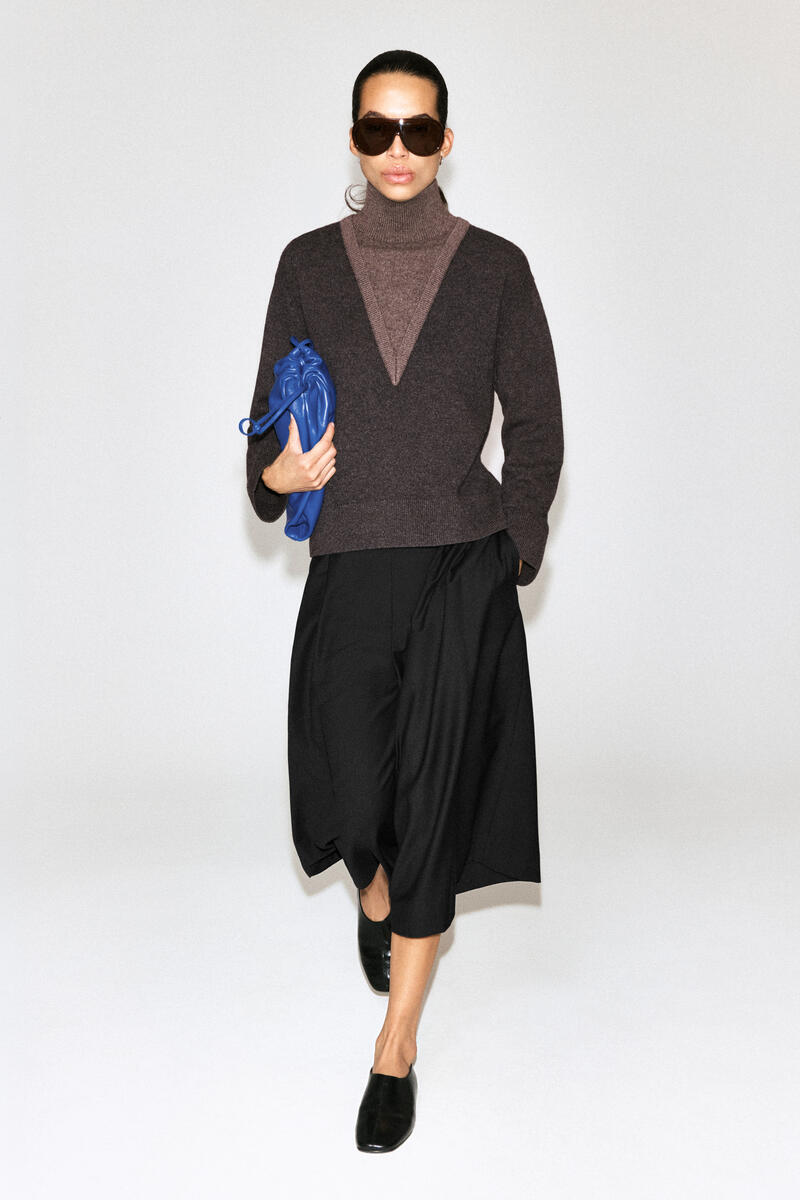 Layered Mock-Neck Merino Wool Sweater
