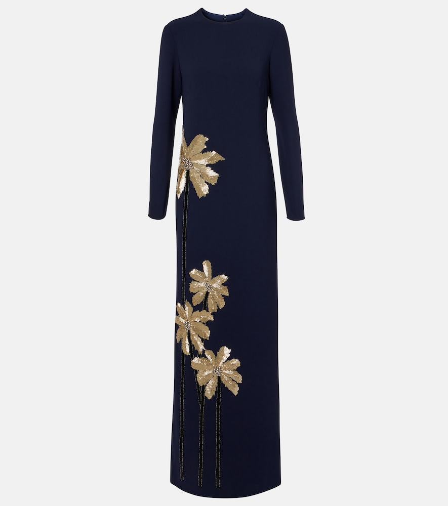 Nevina crystal-embellished crêpe gown