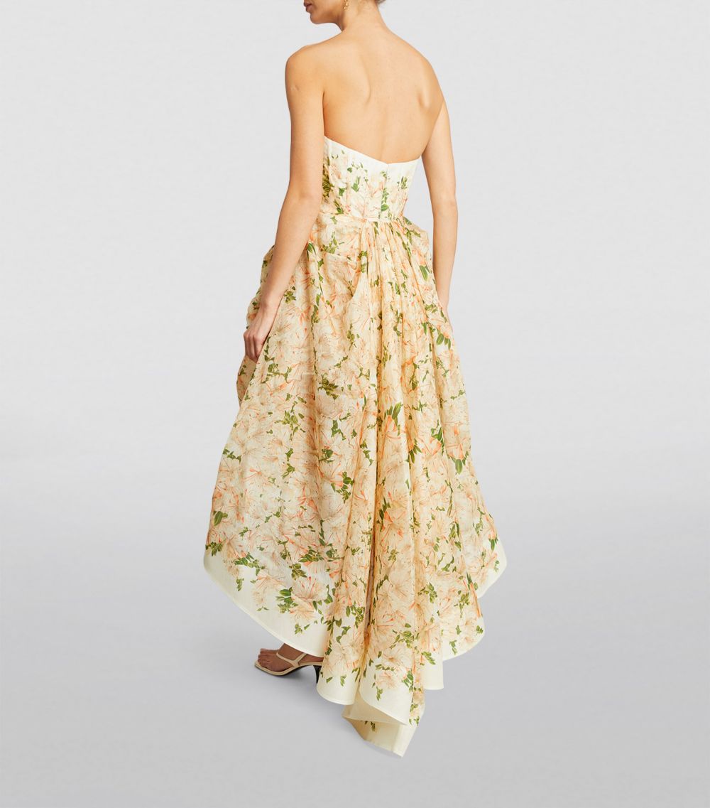 Silk-Linen Draped Midi Dress