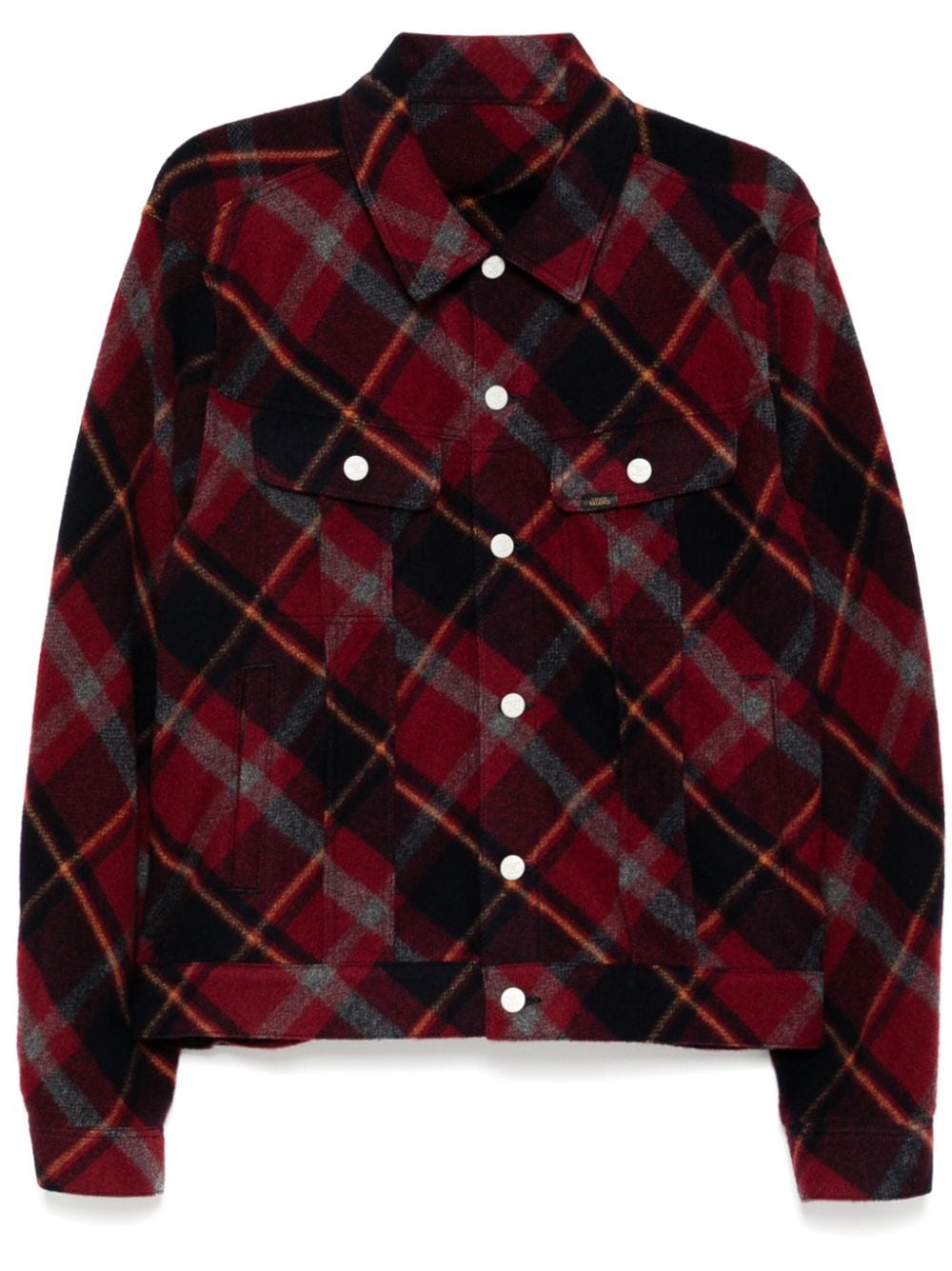 Logo patch shirt jacket - Red
