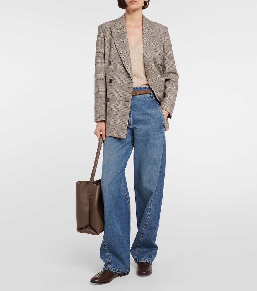 Checked wool-blend blazer
