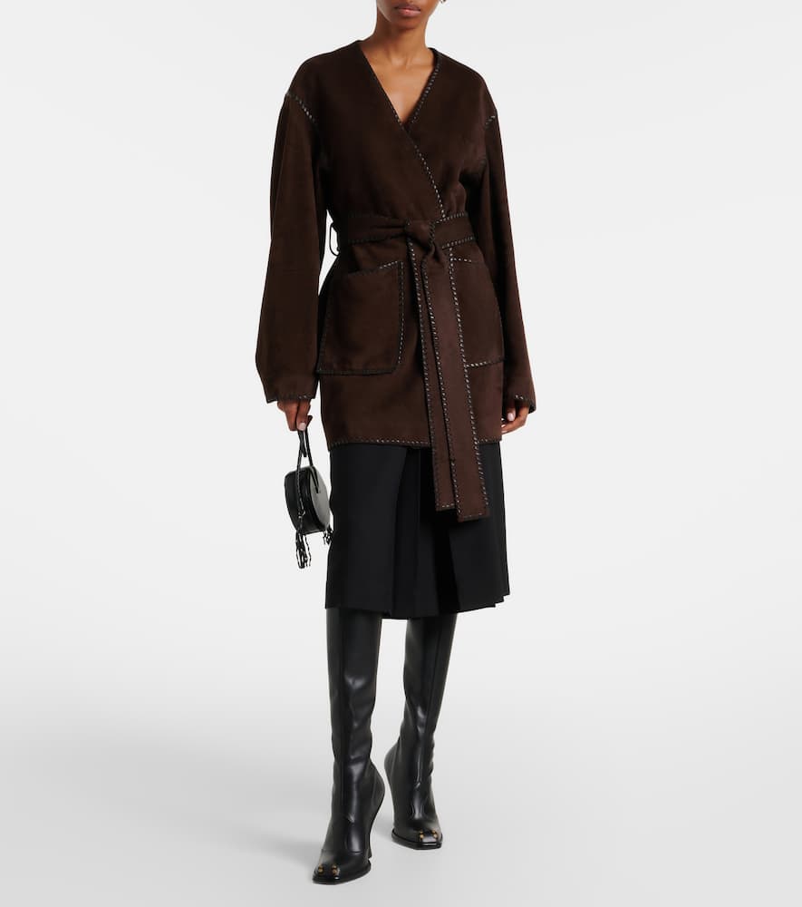 Anika suede wrap coat