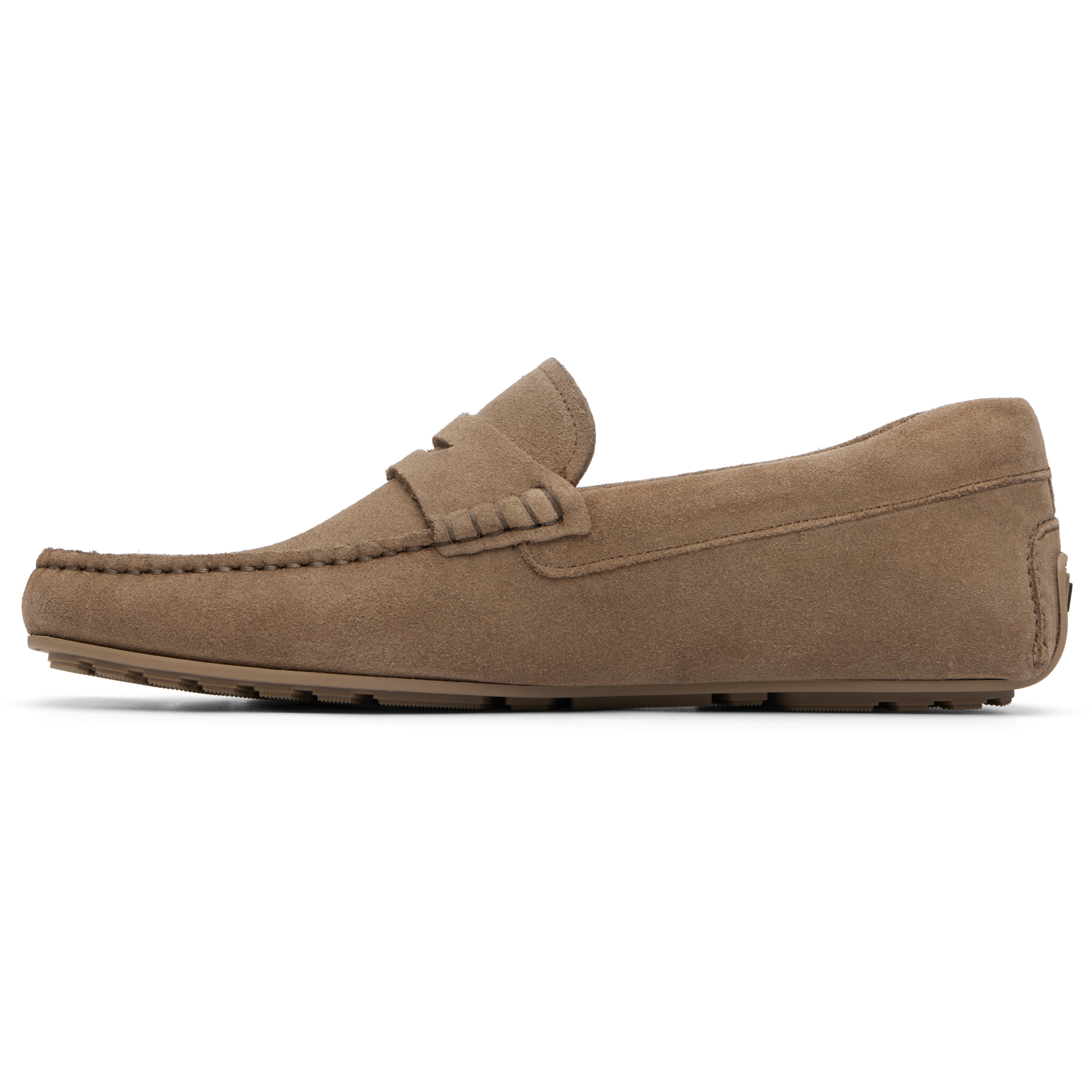 Beige Penny Trim Suede Loafers