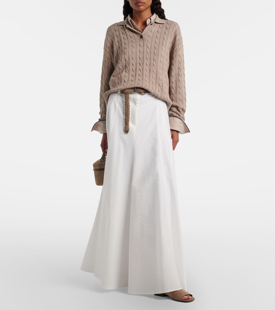 Cotton-blend maxi skirt
