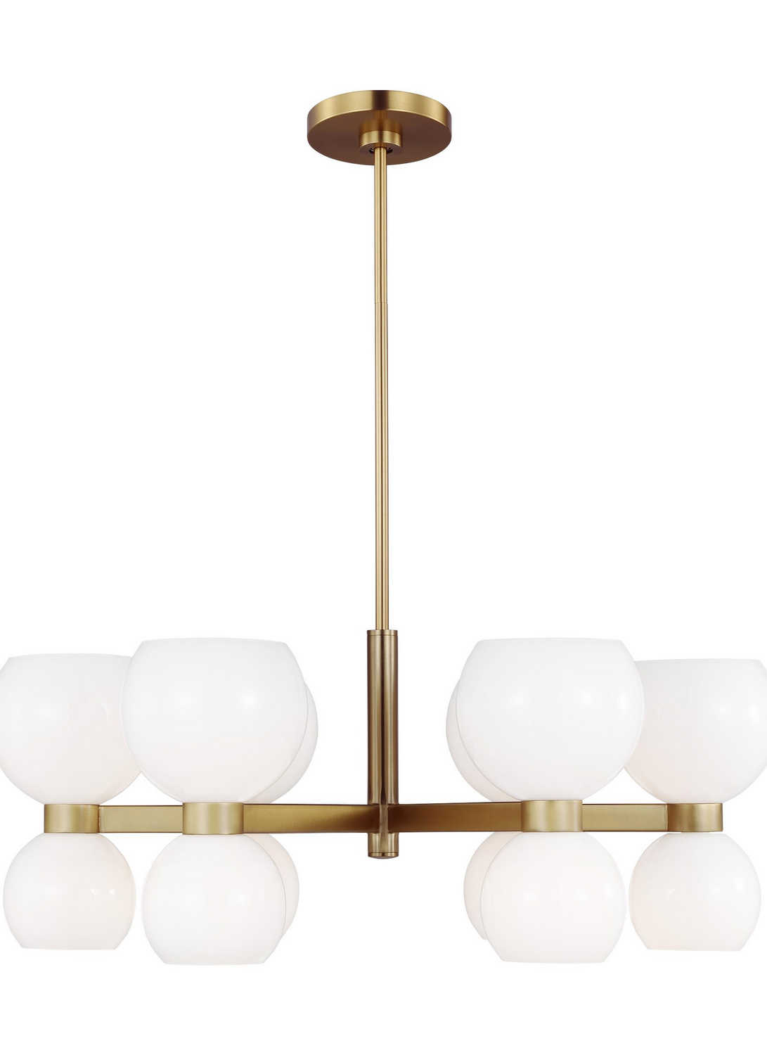 Visual Comfort Studio Londyn 12-Light Chandelier in Burnished Brass With Milk White Glass by Kate Spade New York