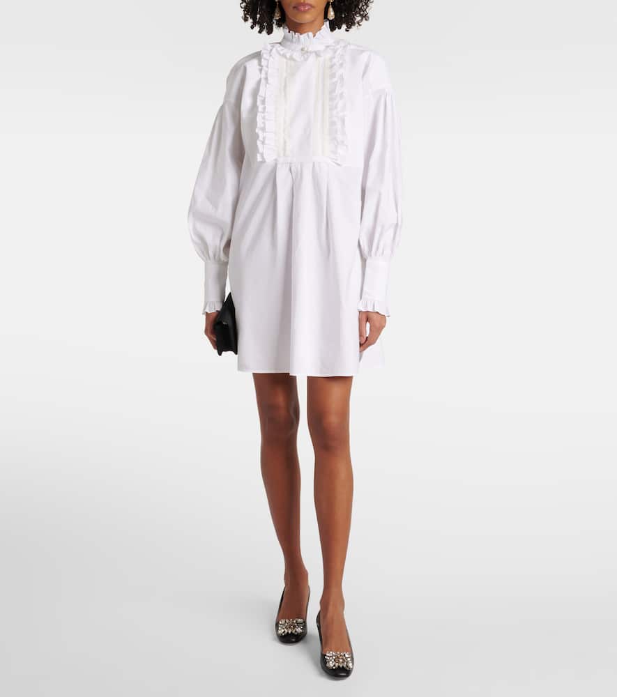 Ruffled cotton, linen, and silk minidress