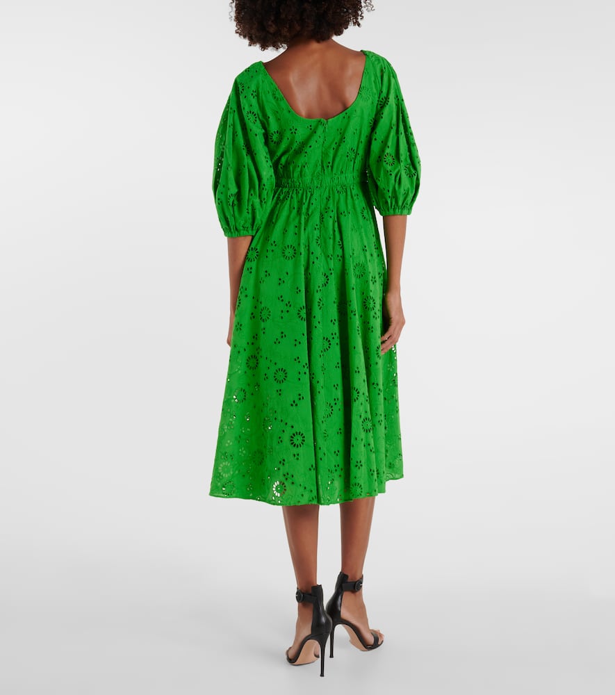 Openwork embroidered cotton midi dress