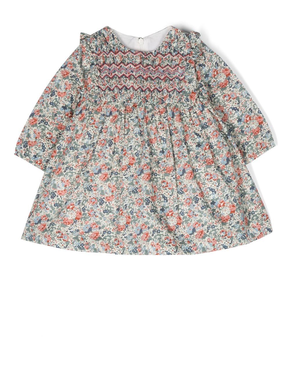 Floral-print long-sleeve dress - Neutrals