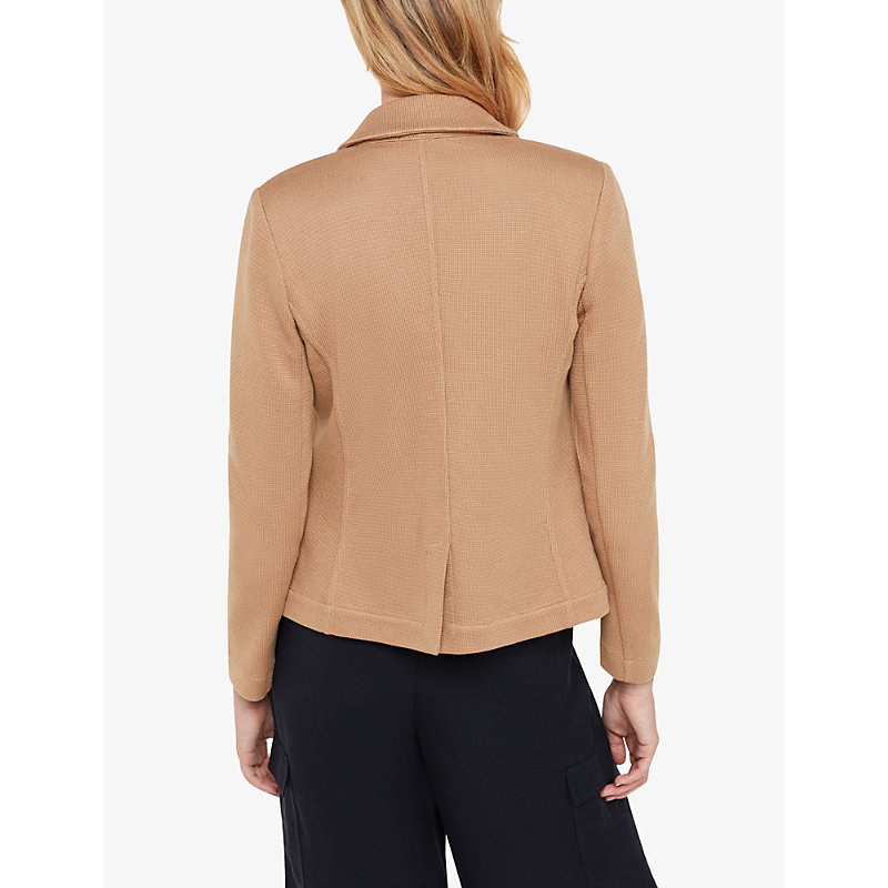 Womens Cream Slim-fit Single-breasted Cotton-jersey Jacket