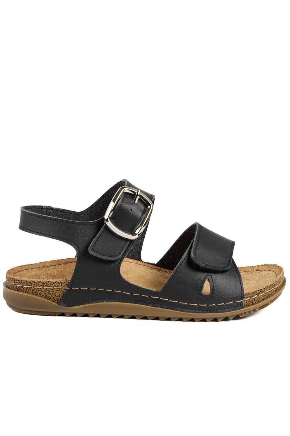 Pavers Women's Wide Fit Sandals with Buckle Detail in Black