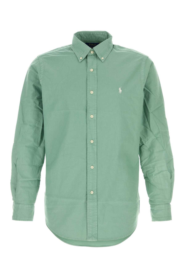 Sage Green Oxford Shirt Fadedmint Exterior: Cotton Camicie - Men