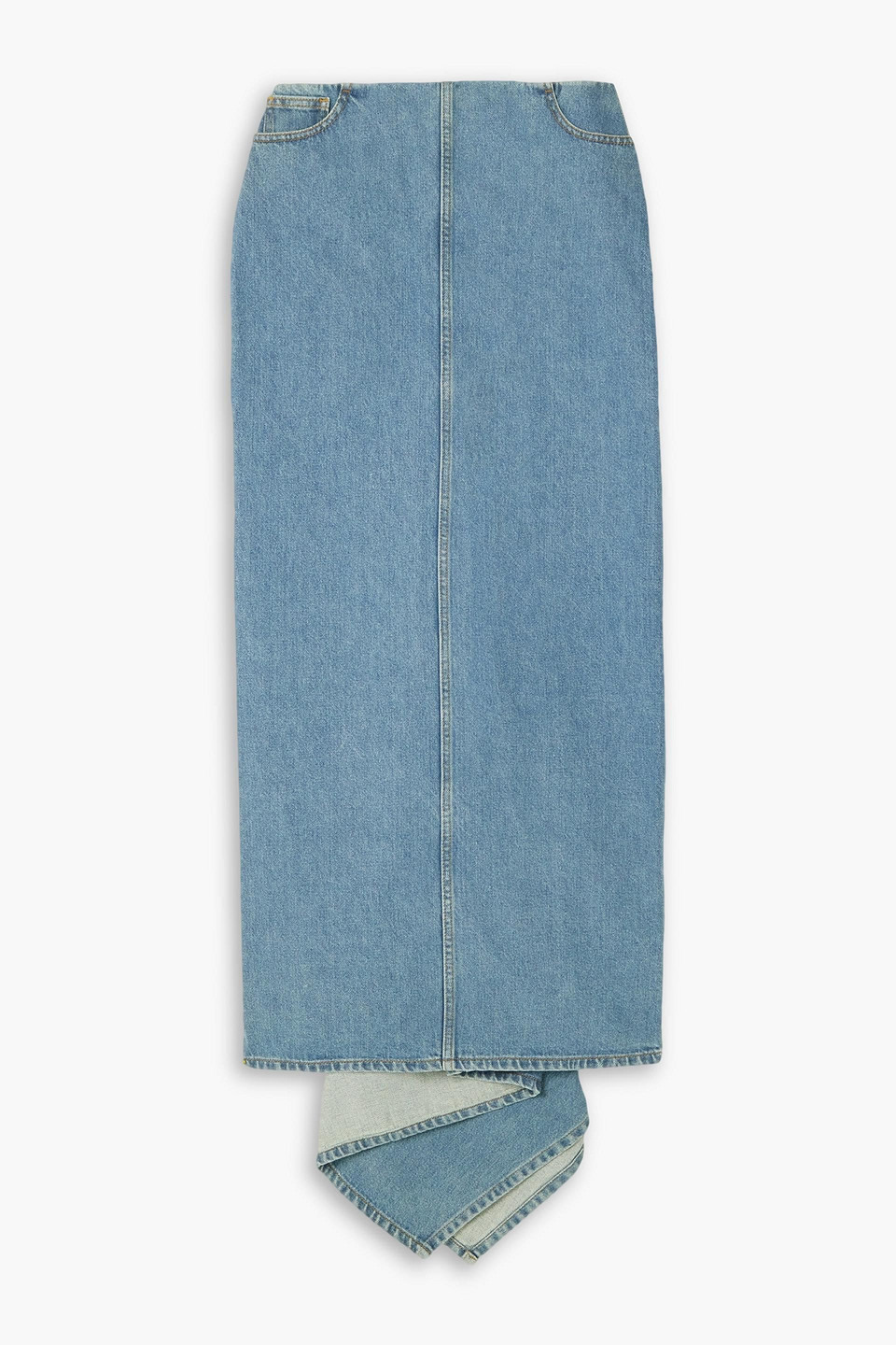 Draped denim maxi skirt - Blue - FR 36