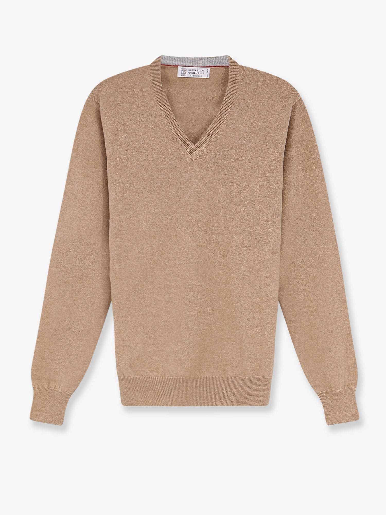 V-Neck Cashmere Sweater — Beige
