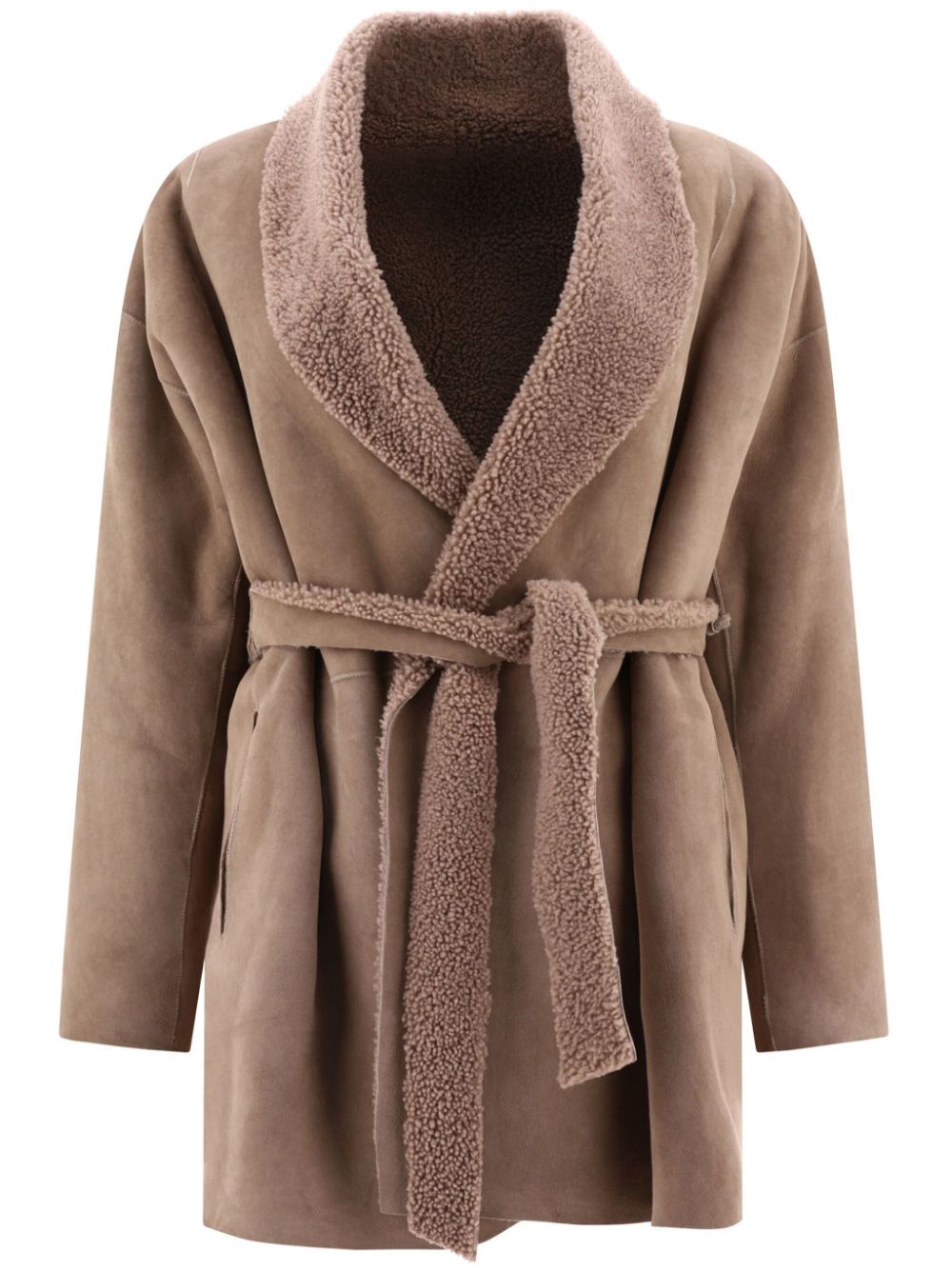 Leather shearling jacket - Neutrals