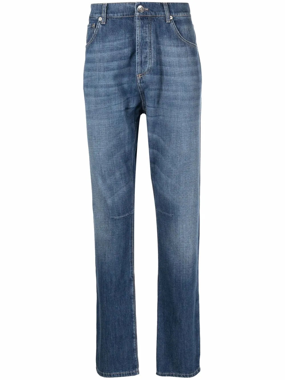Light-Wash Straight-Leg Jeans — Blue