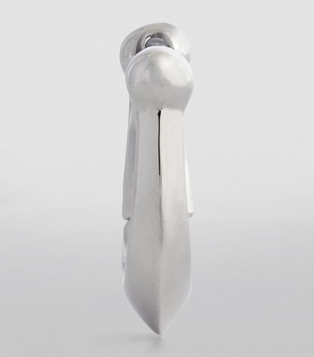 Rhodium Signature C Huggie Earrings