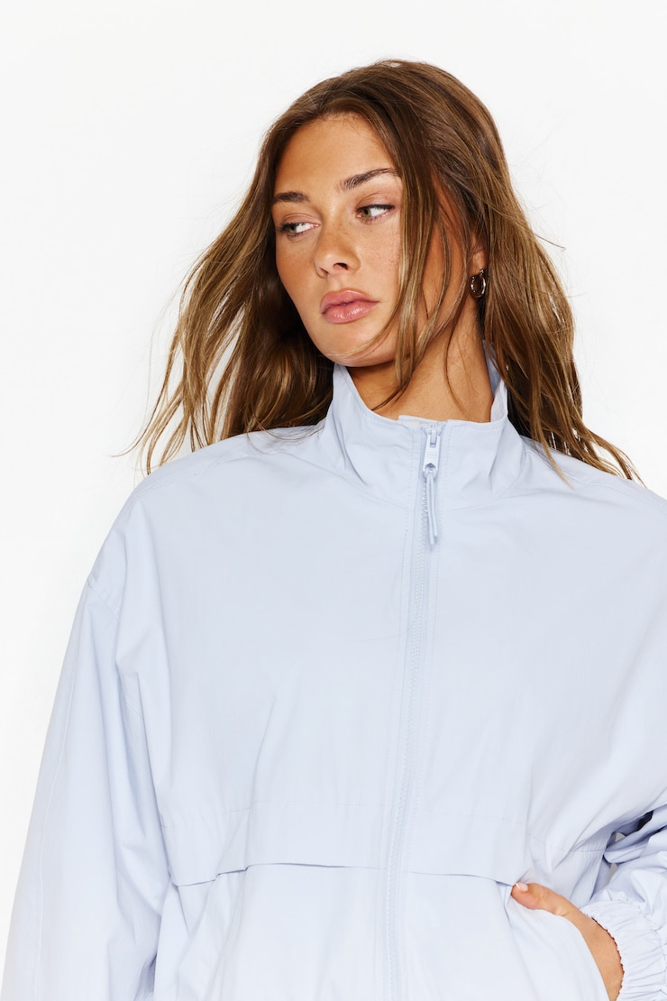 Long Windbreaker - Blue - Women Clothing