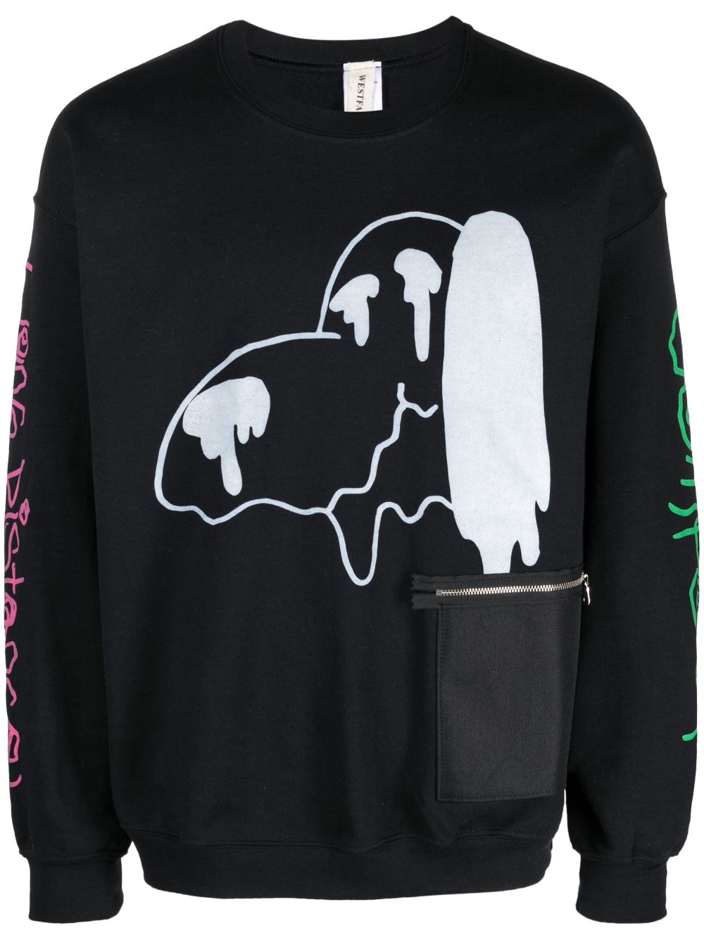 Graphic-print ribbed sweatshirt - Black