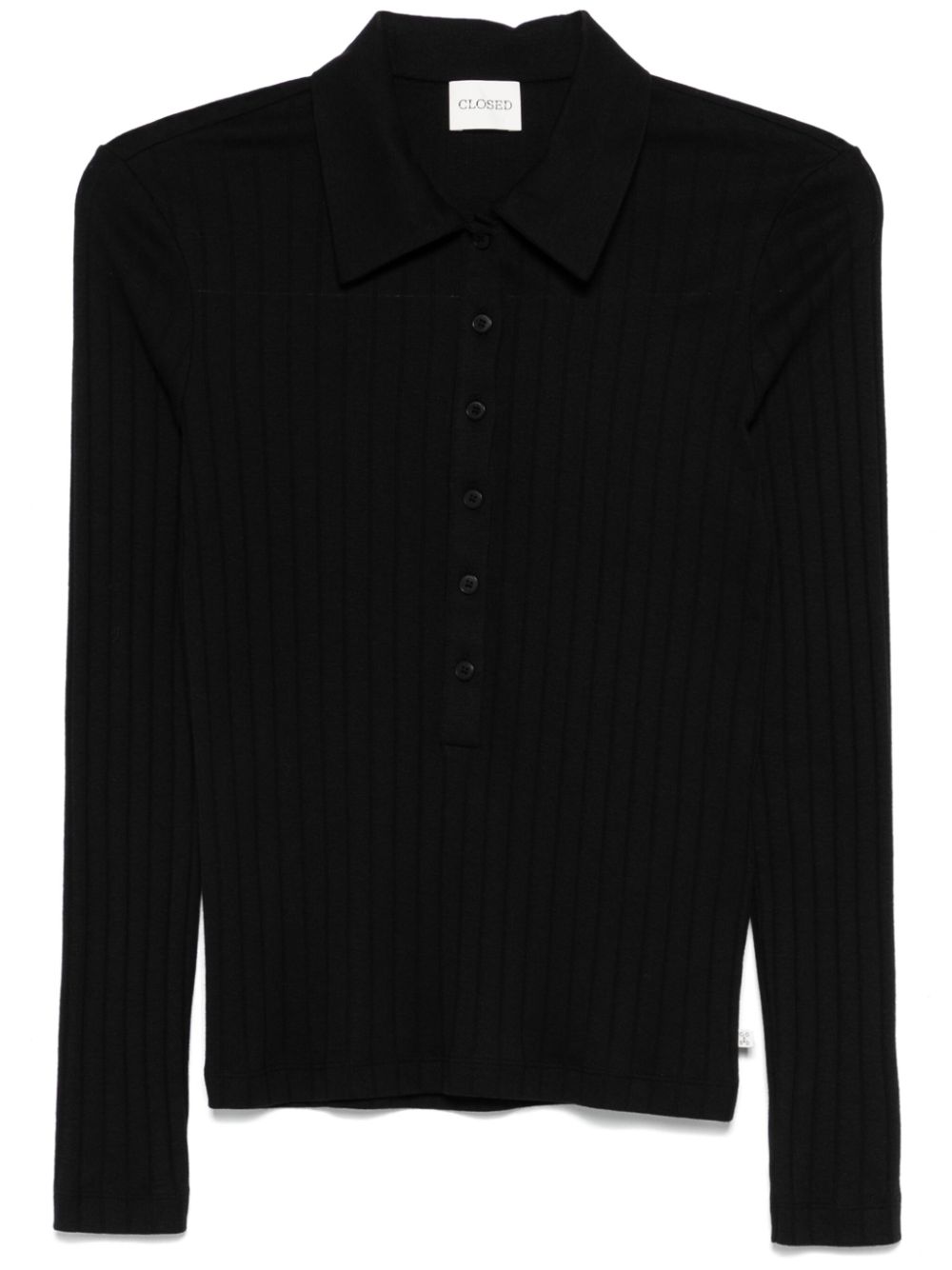 Ribbed polo top - Black