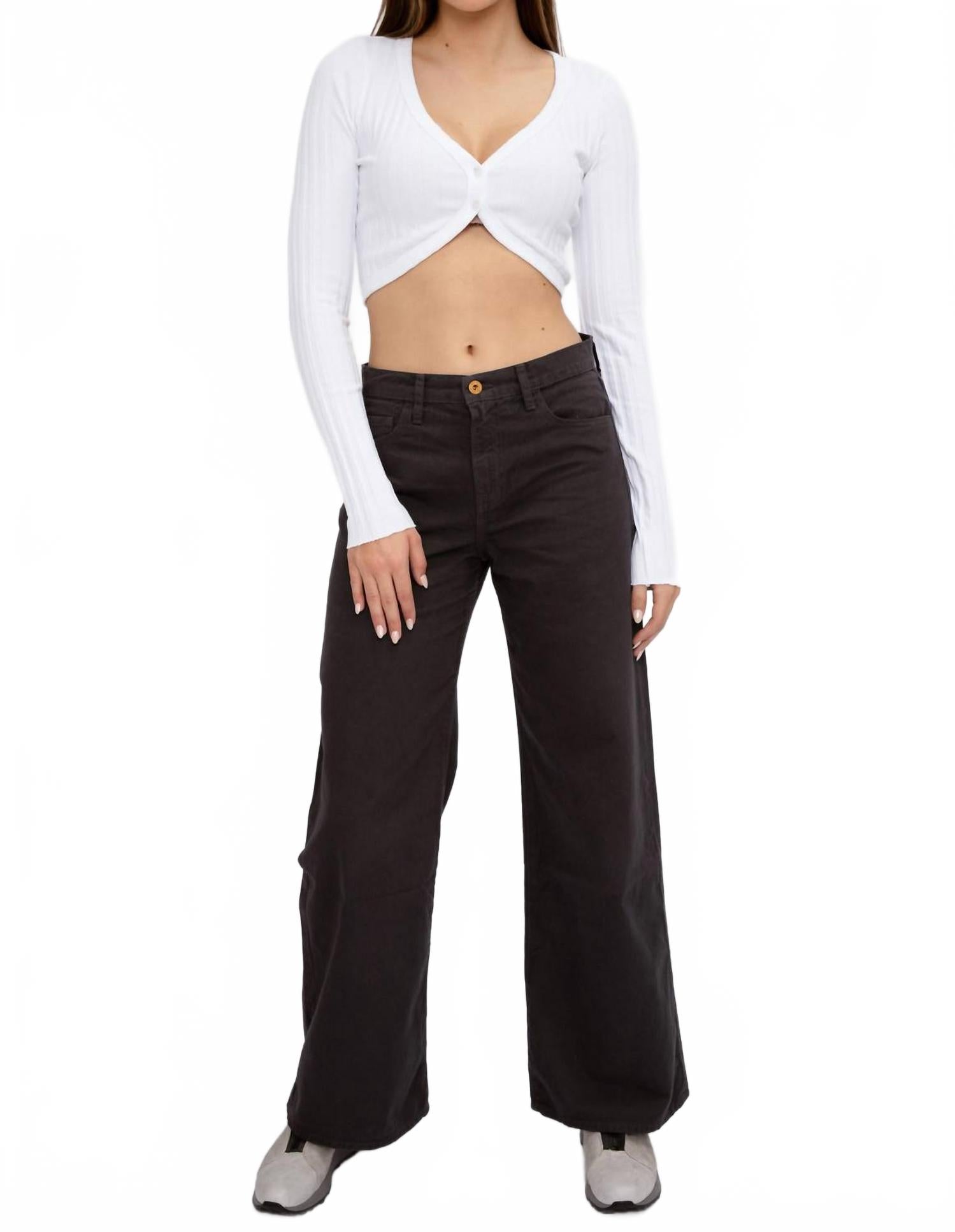 Selena Wide Leg Pant In Pigment Black