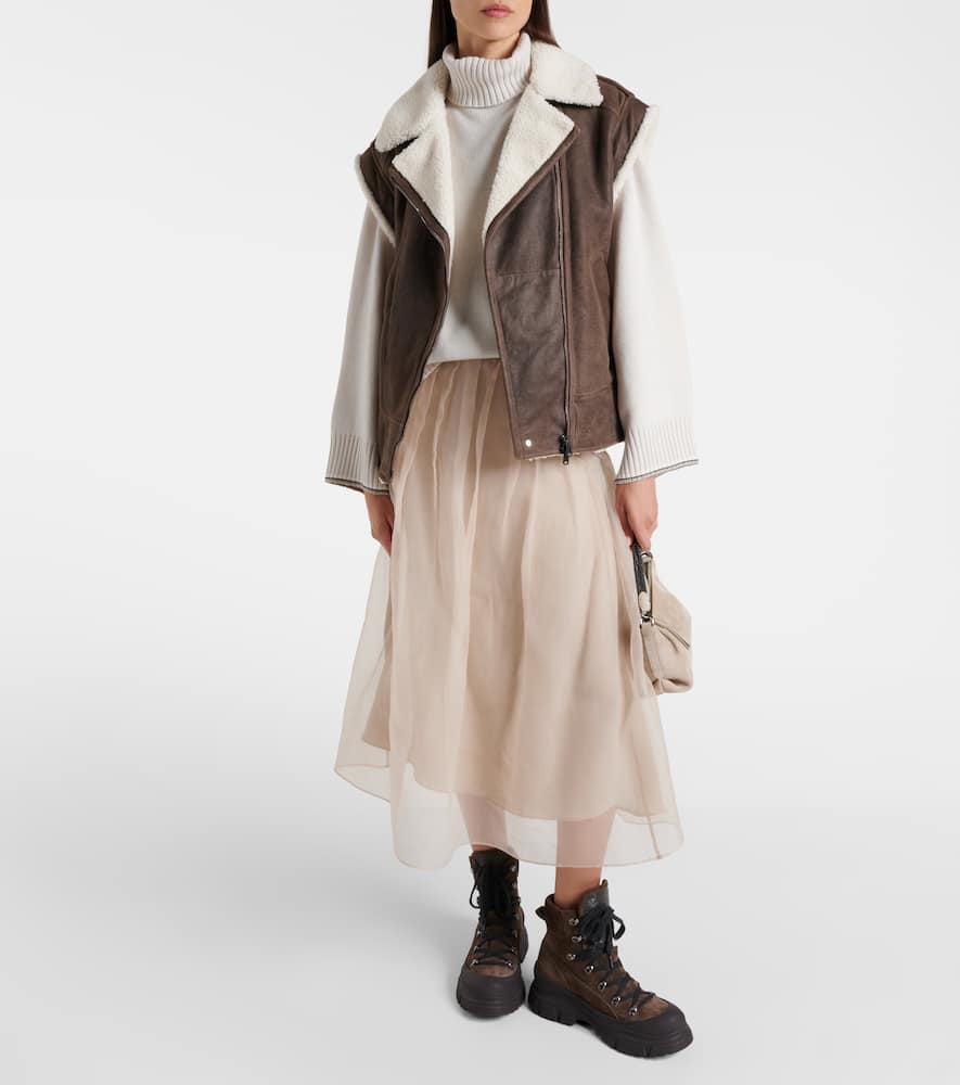 Shearling-lined leather vest