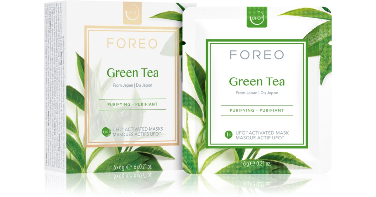 FOREO UFO™ Green Tea maschera rinfrescante e lenitiva 6× 6 g