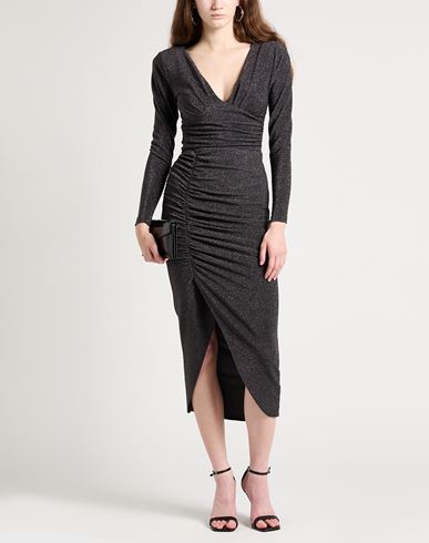 Woman Midi dress Charcoal Size 10 Polyester, Viscose, Polyamide, Metallic Polyester, Elastane