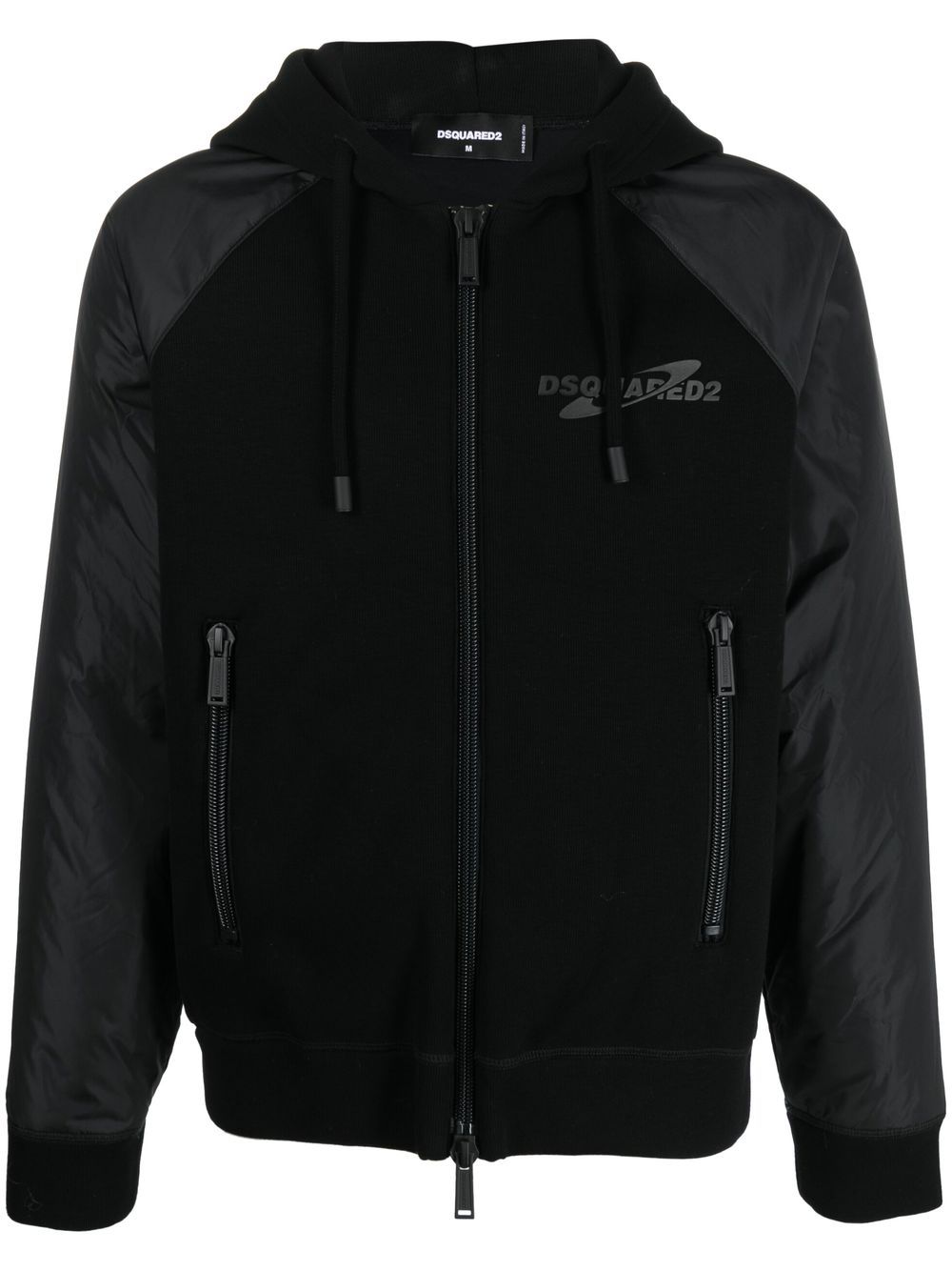 Logo-print hooded jacket - Black