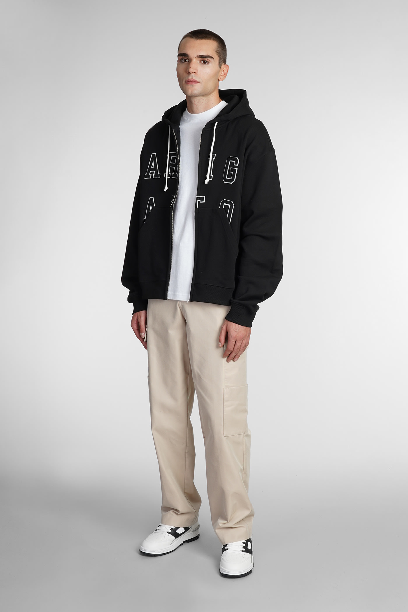 Logo-lettering hoodie - Black