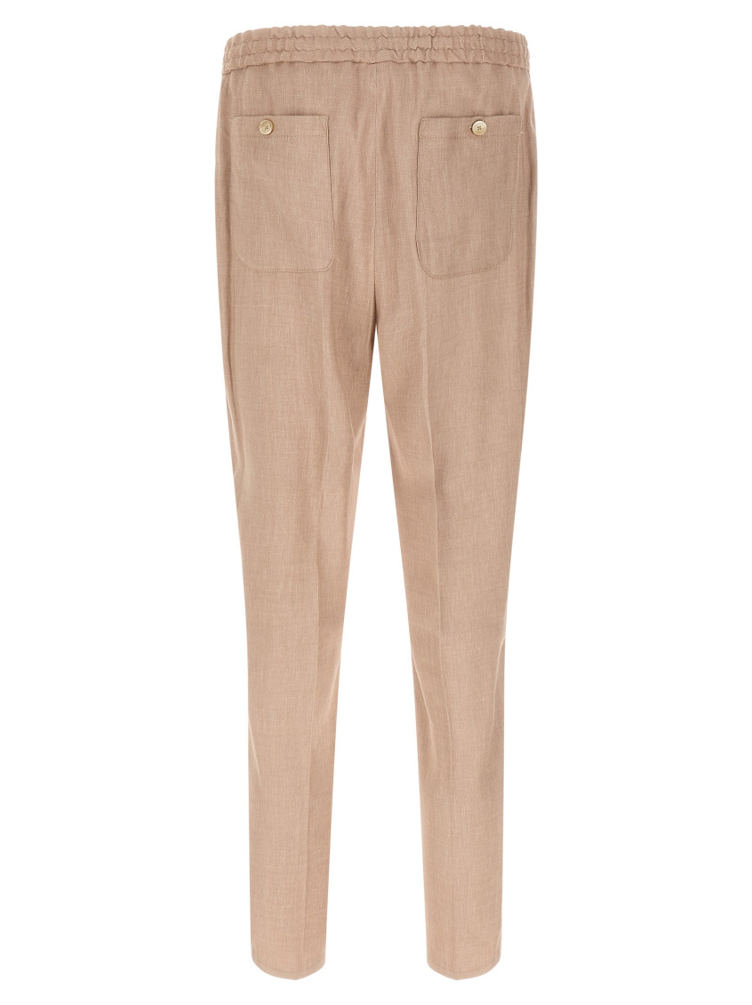 Flamed Linen Joggers Pants Beige
