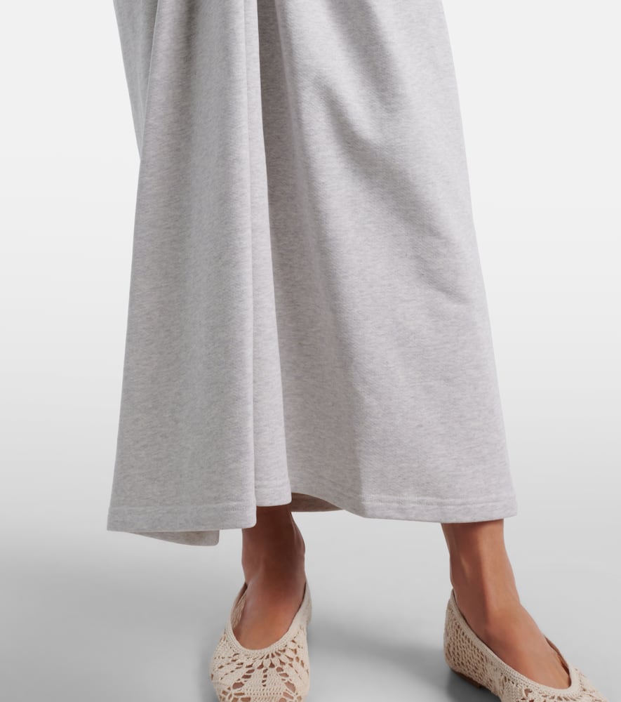 Floral-appliqué cotton midi skirt