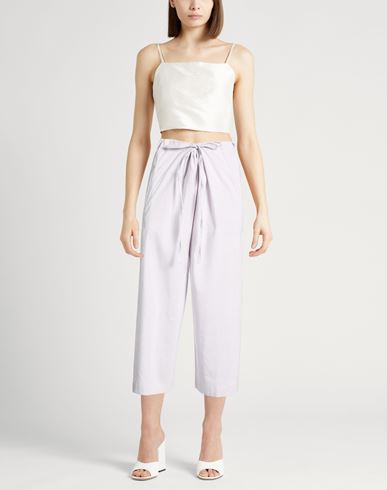 Woman Pants Lilac Size 10 Linen, Polyester, Viscose, Elastane