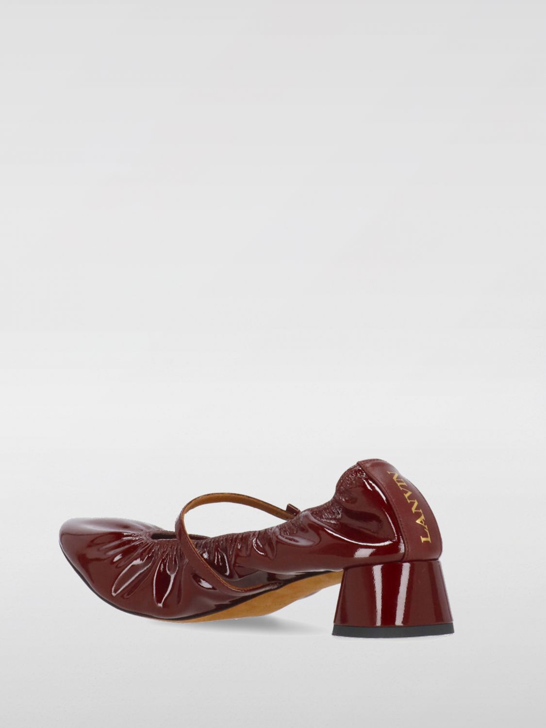 Wedge-heel leather ballerinas - Black