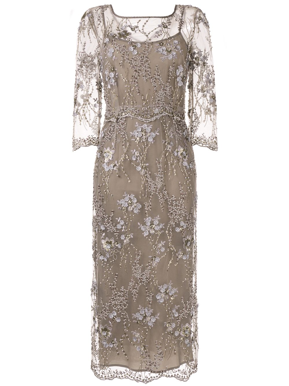 Embroidered cocktail dress - Brown