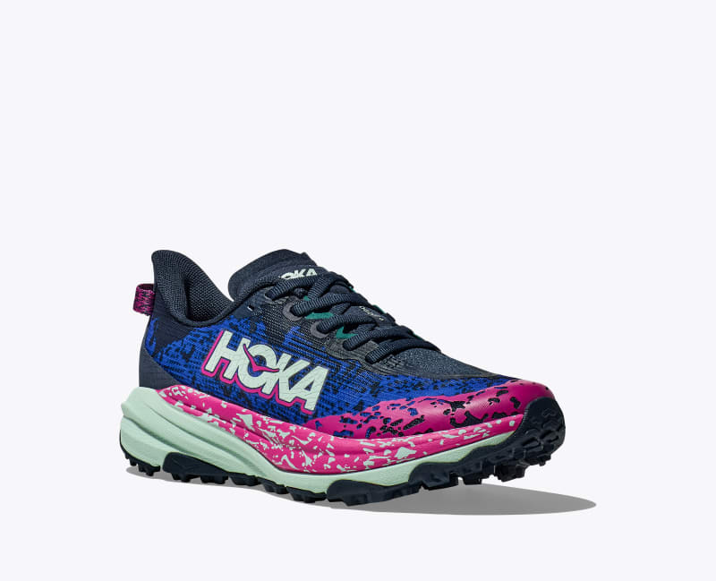 HOKA Speedgoat 6 Shoes in Stormy Skies/Aqua Breeze