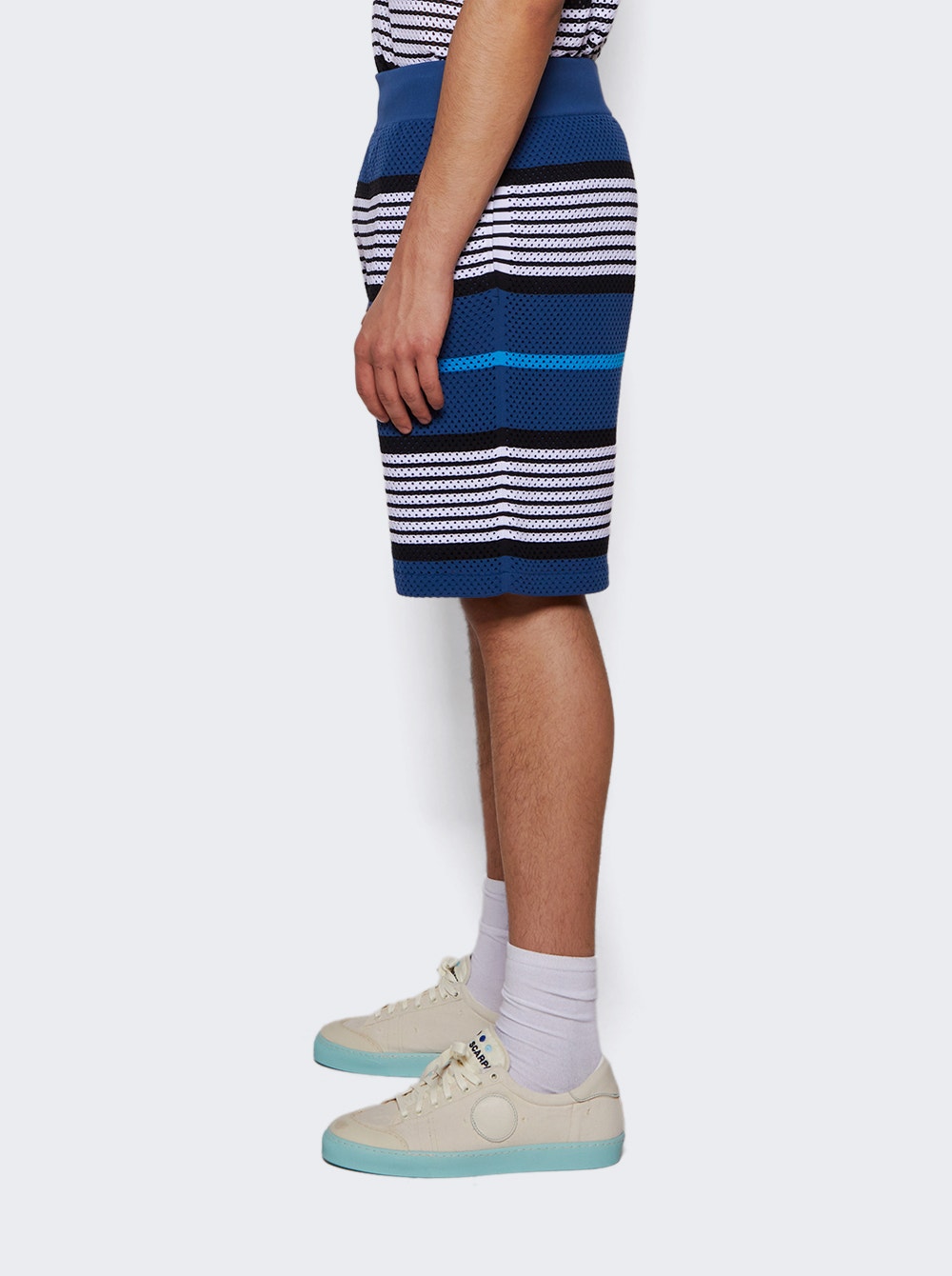 Stripe-print knit shorts - Blue