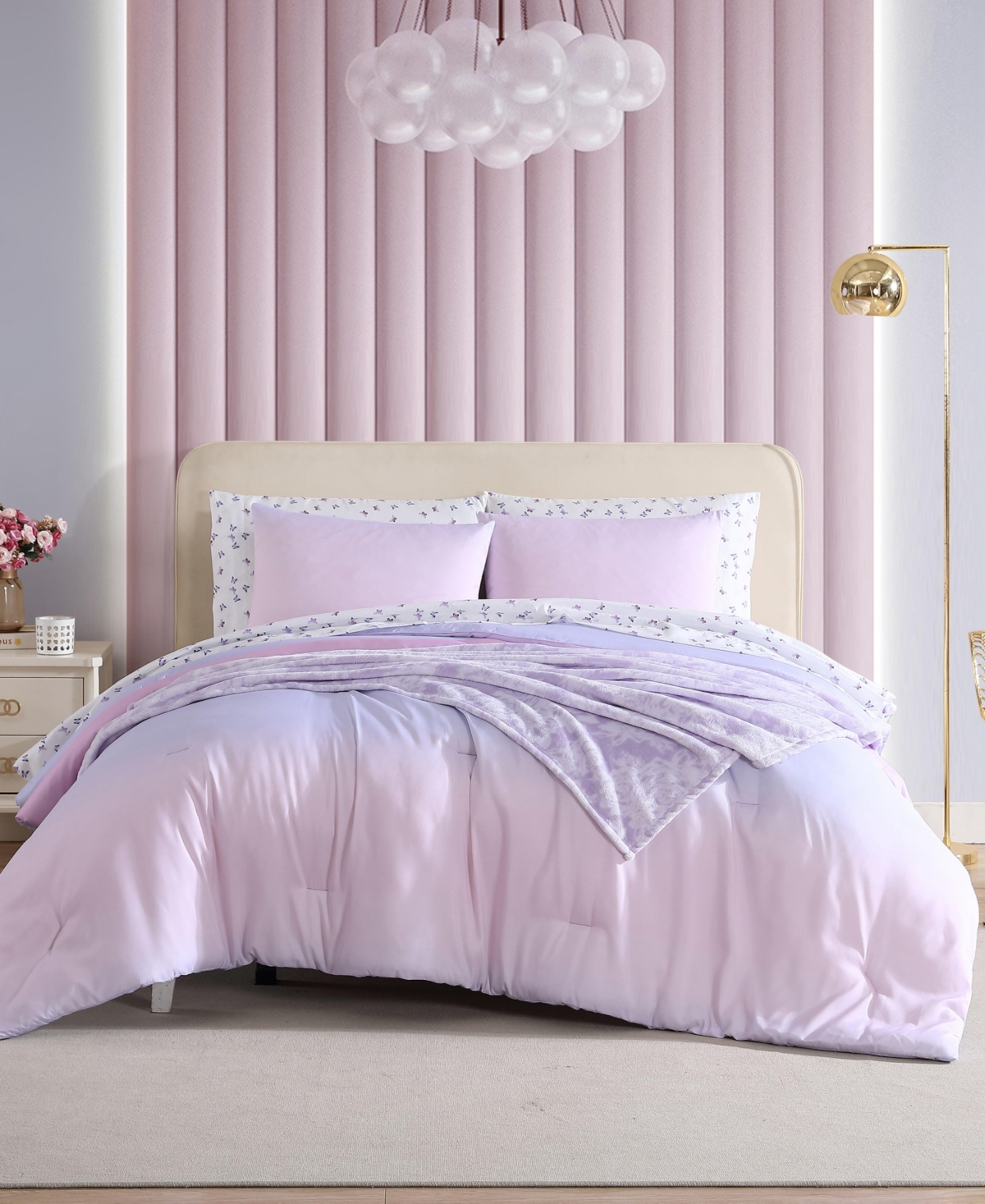 Ombre Reversible 6-Pc. Comforter Set, Twin - Raspberry Purple