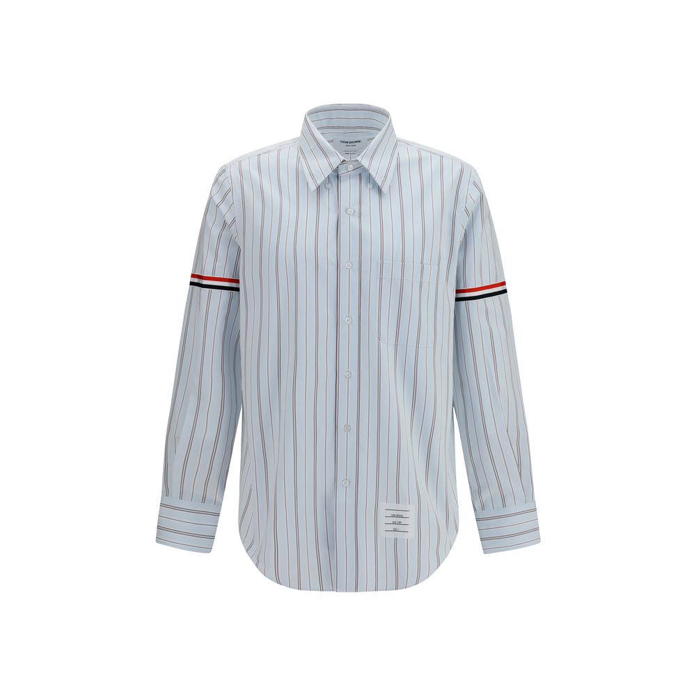Fine-Striped Poplin Shirt — Blue