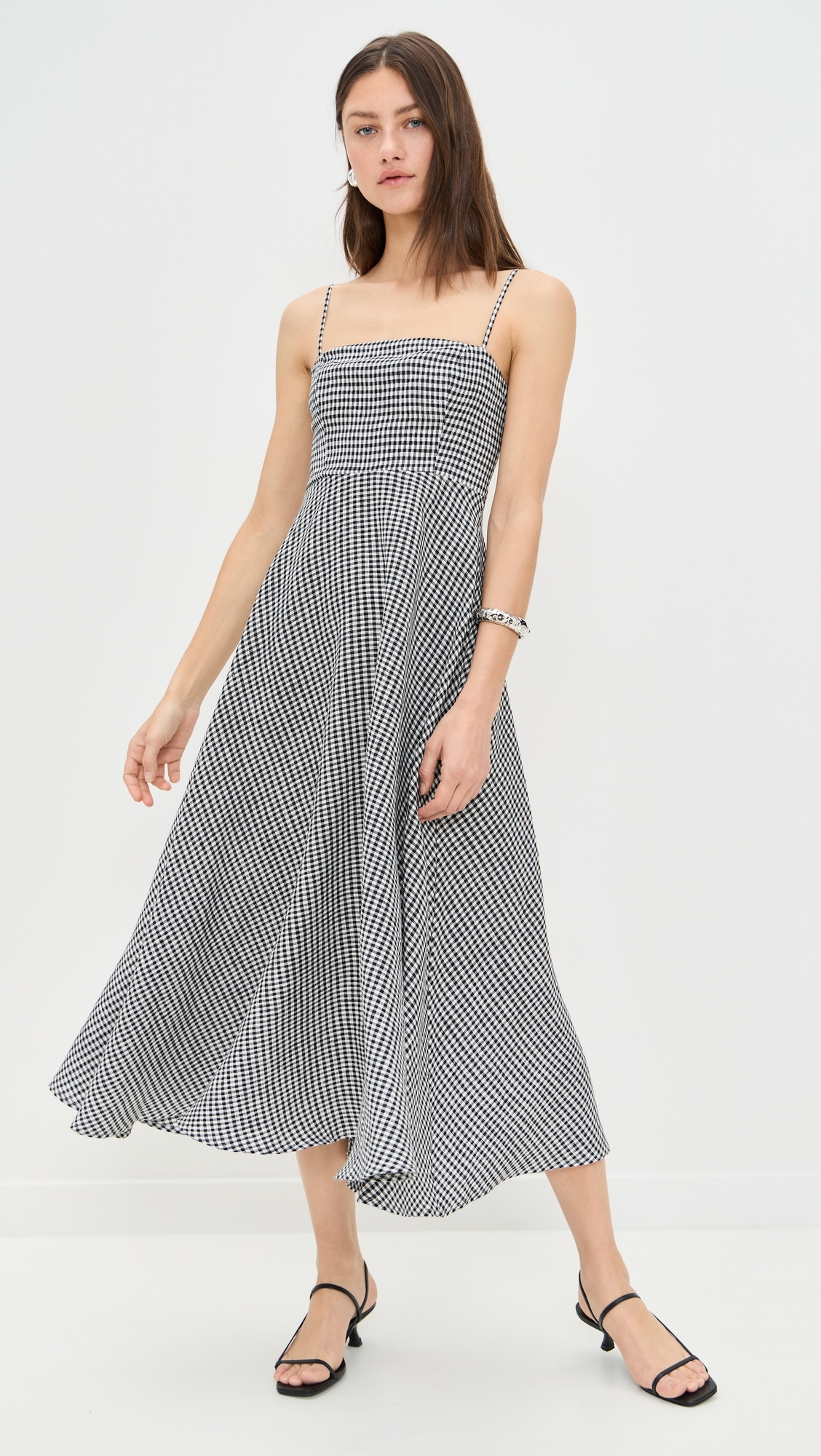 Reformation Monette Linen Dress Remy Check