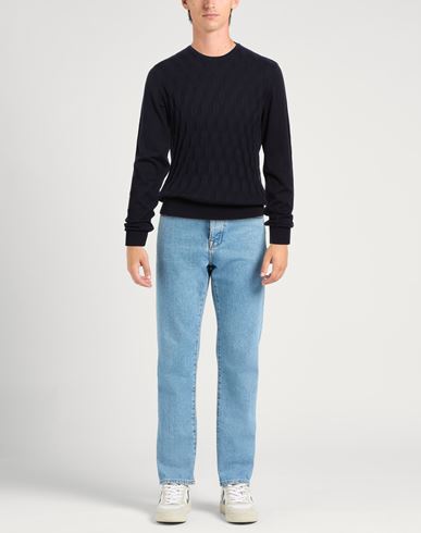Natural Feeling Man Sweater Midnight blue Size 3XL Cotton, Wool
